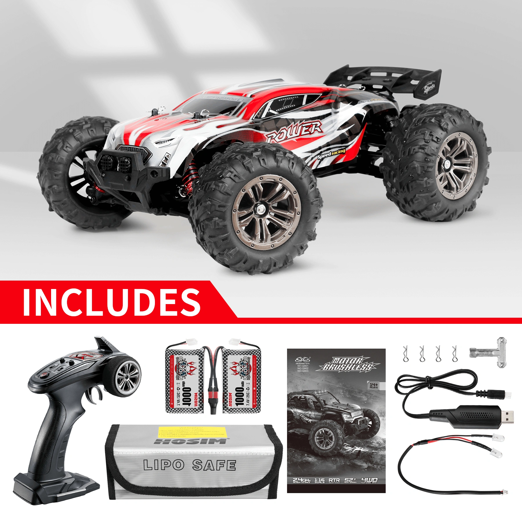 Hosim Q905 Unleashed: 1:16 Monster Truck Mayhem! Brushless Power, Epic Thrills!